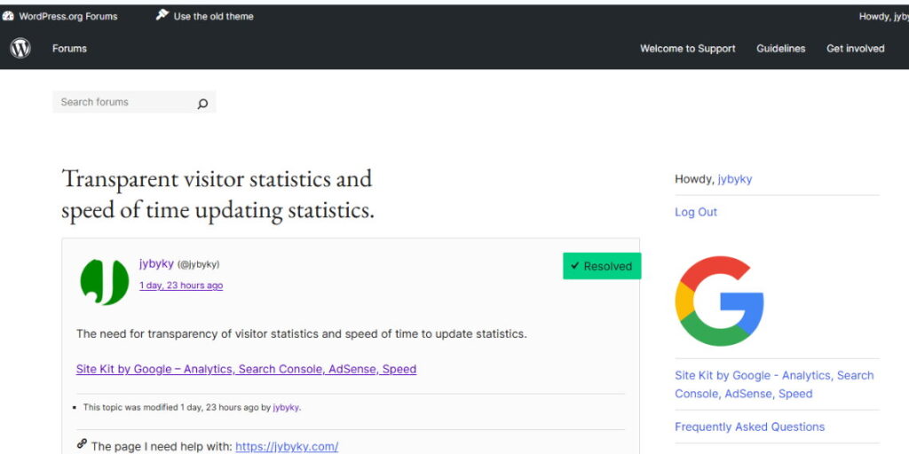 Leveraging the WordPress Support Forum to Find Answers About Google’s Site Kit.