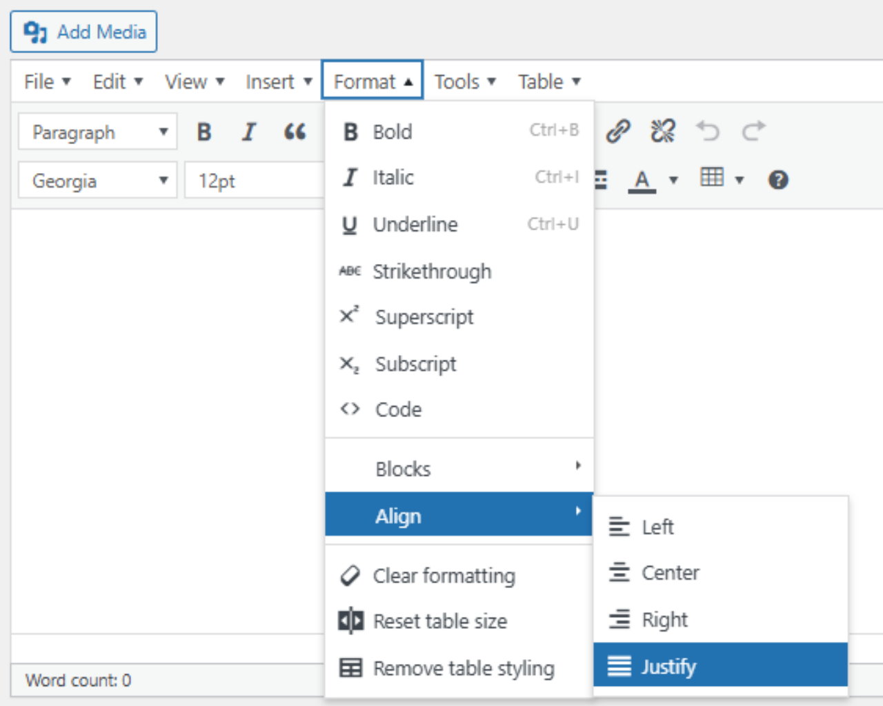A Solution for Creating Right-Left Justified Text Formatting When Writing Articles in WordPress (Justify).